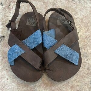Reef Brown and Blue Sandals with Cross-Strap Design